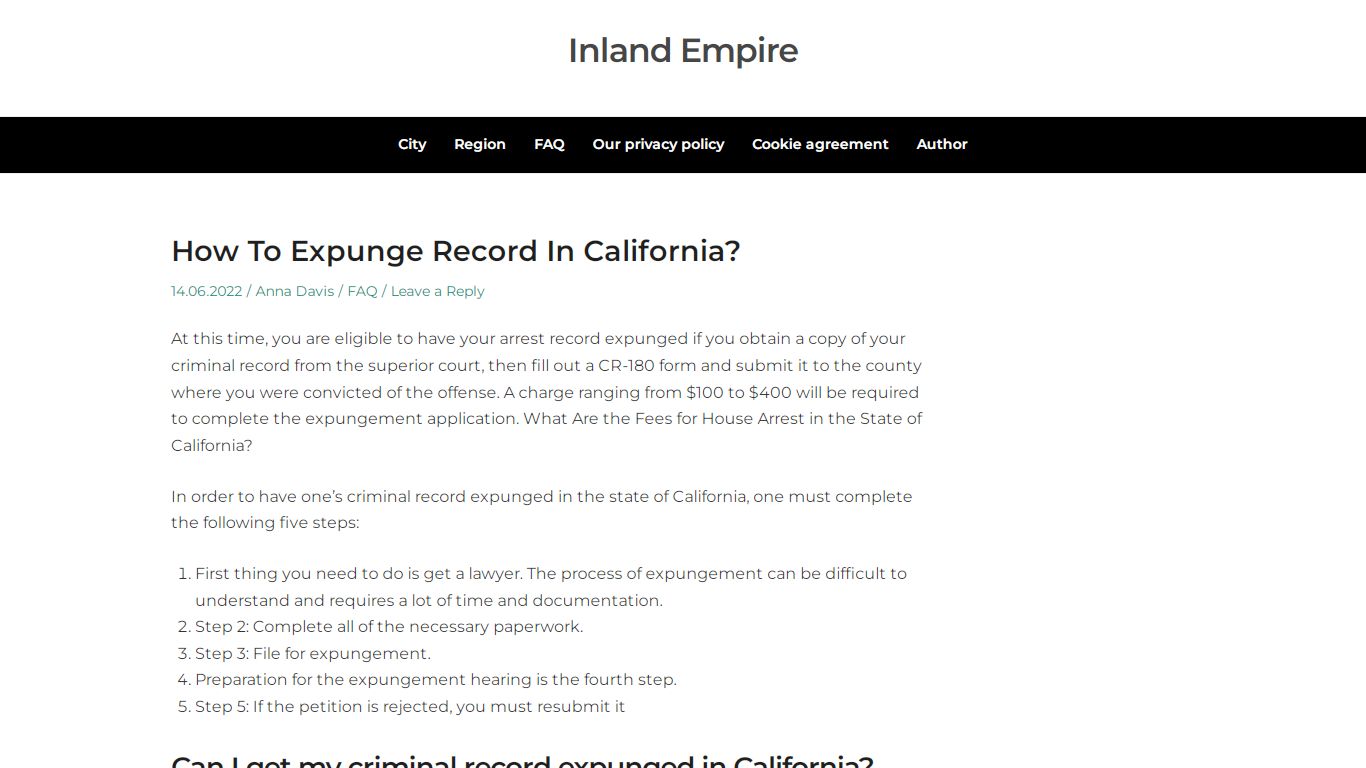 How To Expunge Record In California? - Inland Empire